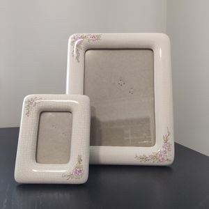 2 PC Vintage porcelain photo frame set